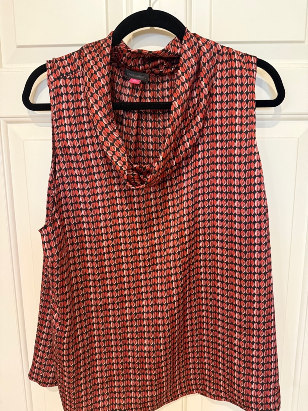 Vince Camuto Red and Pink Sleeveless Cowl Neck Top